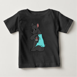 Camiseta Para Bebê Presente para cães Eu Amo Mamãe Tatto French Buld