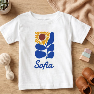 Camiseta Para Bebê Presente Personalizado com Nome Floral Retro Perso