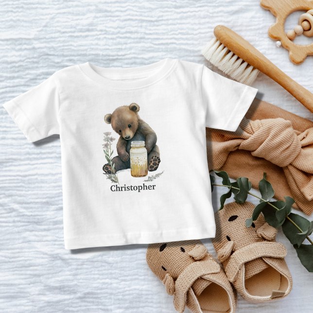 Camiseta Para Bebê Presente Personalizado de Urso de Bebê Menino (Criador carregado)