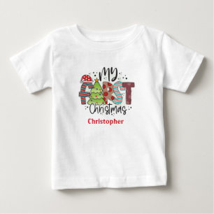 Camiseta Para Bebê Presente Personalizado Meu Primeiro Natal Bebê