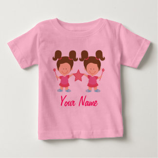Camiseta Para Bebê Presente Personalizado para Garota Gêmea