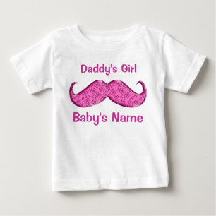 Camiseta Para Bebê Presentes bonito para bebês com bigode rosa para m