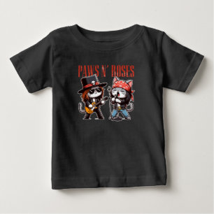 Camiseta Para Bebê Presentes de Bebê Gato Rocha Engraçado Patas 'N Ro