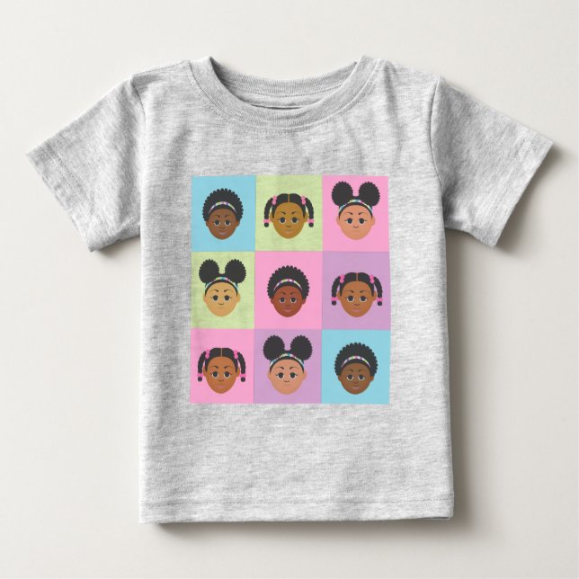 Camiseta Para Bebê Presentes de cabelo natural personalizáveis! (Frente)