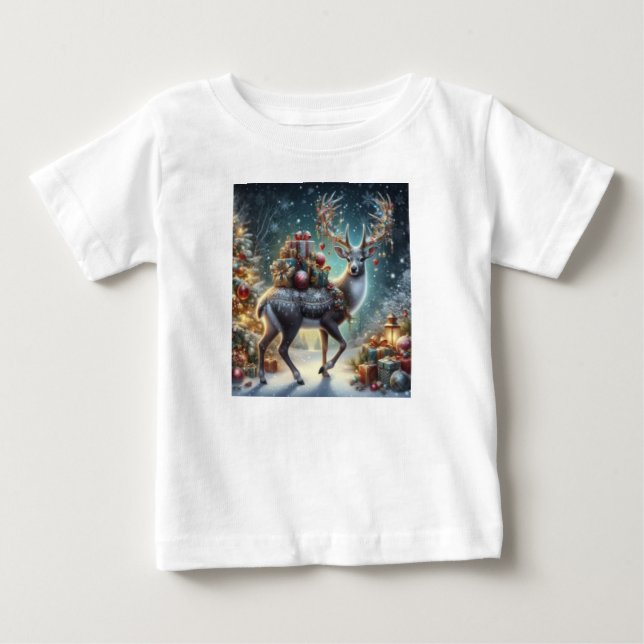 Camiseta Para Bebê presentes de Natal (Frente)