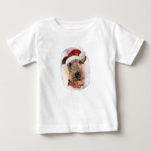 Camiseta Para Bebê Presentes De Natal Airedale Terrier Para Amantes D (Frente)