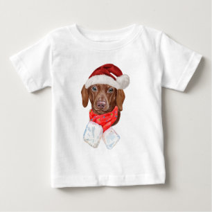 Camiseta Para Bebê Presentes de Natal de Dachshund Fofo para Amantes
