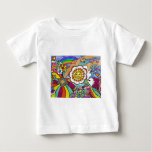 Camiseta Para Bebê Presentes de Roupa de Águia Solar Psicodélica Retr