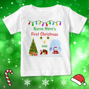 Camiseta Para Bebê Presentes Personalizados de Primeiro Natal do Bebê