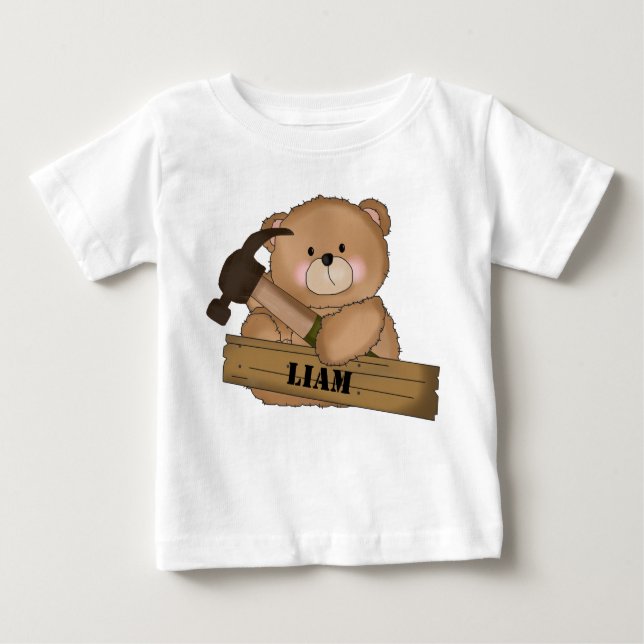 Camiseta Para Bebê Presentes personalizados do Urso do Construtor Lia (Frente)