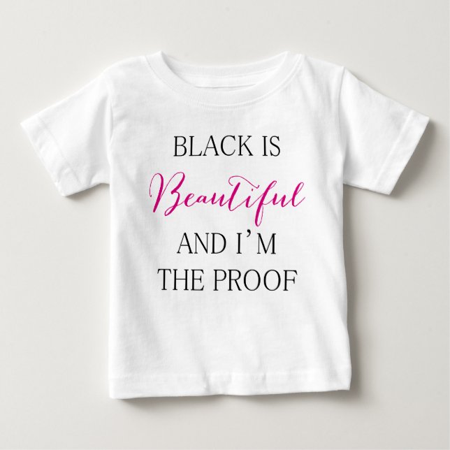 Camiseta Para Bebê Preto é Bonito (Frente)