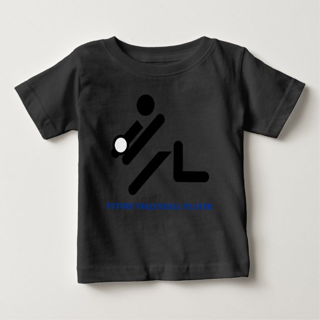 Camiseta Para Bebê Preto futuro do jogador de voleibol, costume azul (Frente)