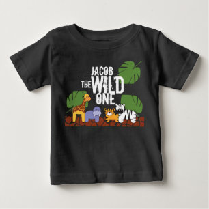 Camiseta Para Bebê Preto Personalizado Sábio Um Safari Primeiro Aniv