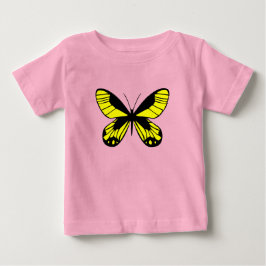 Camiseta Para Bebê Pretty Pink Baby T-Shirt Yellow Butterfly Graphic