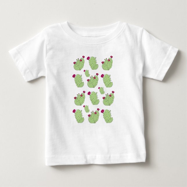 Camiseta Para Bebê Prickly Pear Pattern Texas State Plant Cactus Love (Frente)