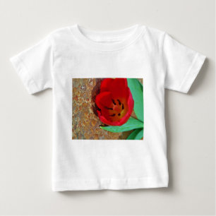Camiseta Para Bebê Primavera amarelo e Red Tulip