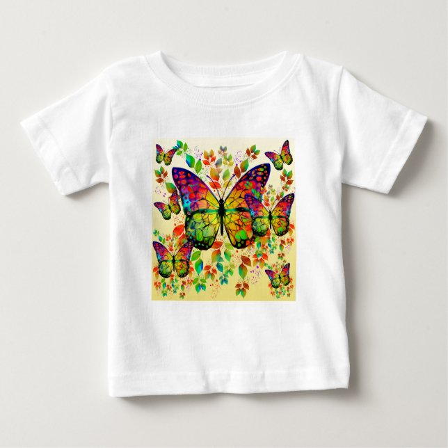 CAMISETA PARA BEBÊ PRIMAVERA BOTTERFLIS NATUREZA COLORIDA (Frente)