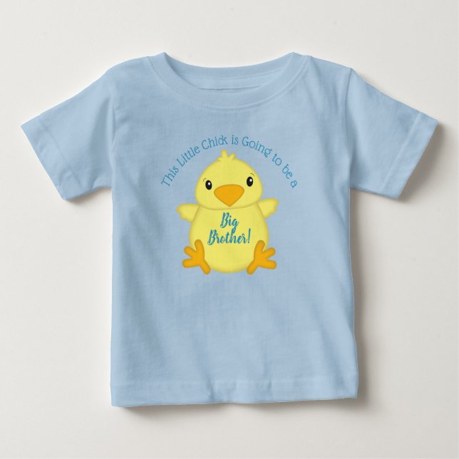 Camiseta Para Bebê Primavera Chá de fraldas pintinho azul (Frente)