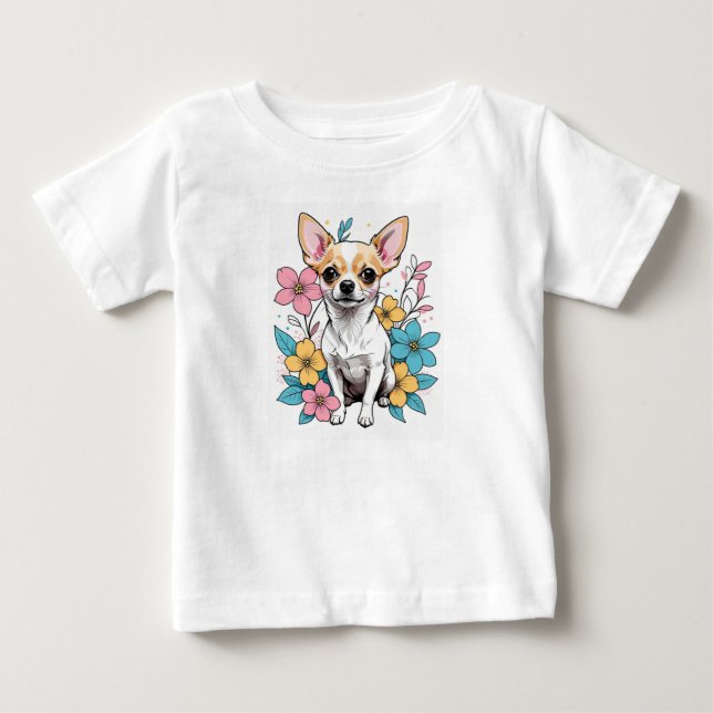 Camiseta Para Bebê Primavera Chihuahua (Frente)