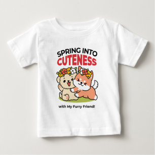 Camiseta Para Bebê Primavera dentro da cutena - Ilustração Adorável d