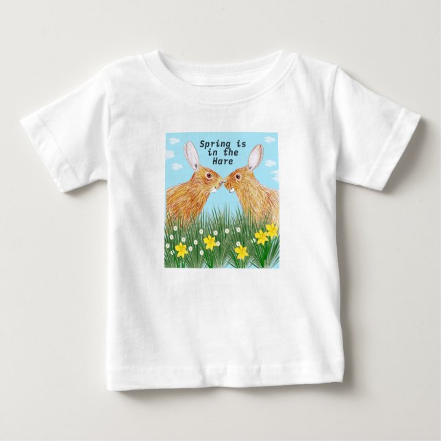 Camiseta Para Bebê Primavera está no leito (Frente)