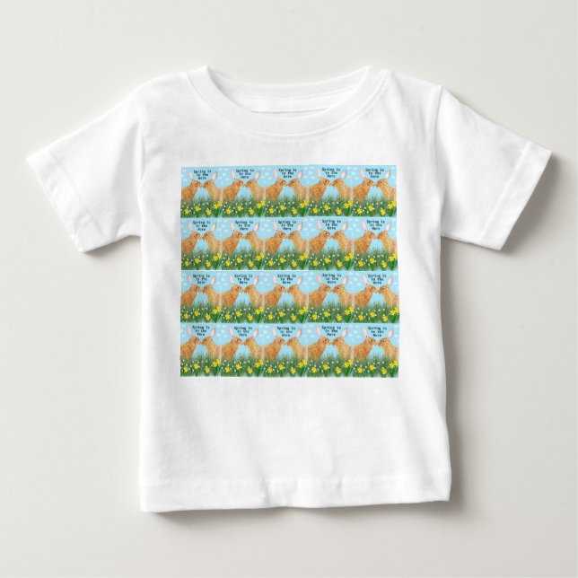 Camiseta Para Bebê Primavera está no leito (Frente)