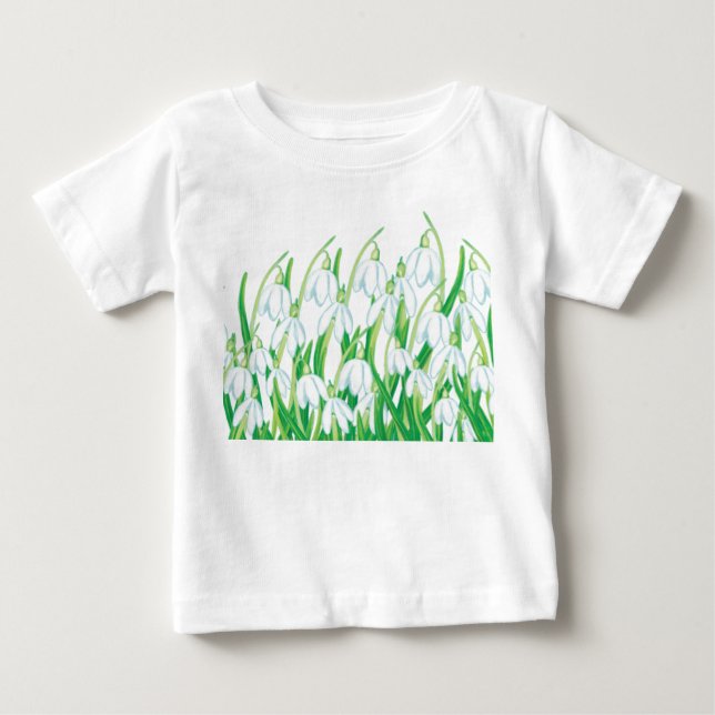 Camiseta Para Bebê Primavera Snowdrops (Frente)