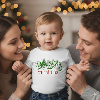 Camiseta Para Bebê Primeira Árvore de Natal do Bebê Bestial