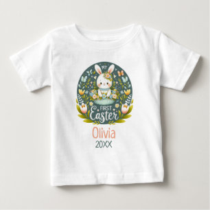 Camiseta Para Bebê Primeira Celebração de Páscoa de Bunny - Personali