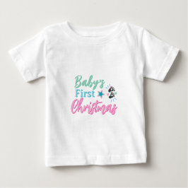 Camiseta Para Bebê Primeira Design de Natal do Bebê Gato - Pé Colorid