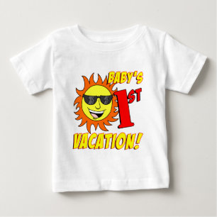 Camiseta Para Bebê Primeira Férias do Bebê