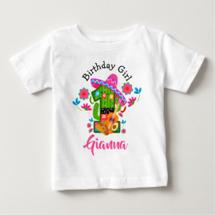 Camiseta Para Bebê Primeira garota de aniversário Fiesta   Partido do