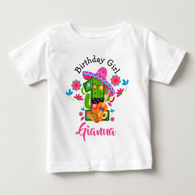 Camiseta Para Bebê Primeira garota de aniversário Fiesta | Partido do (Frente)