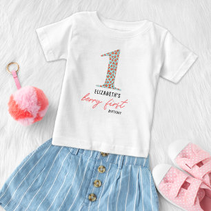 Camiseta Para Bebê Primeira Hóspede de Honra Morango Retrô