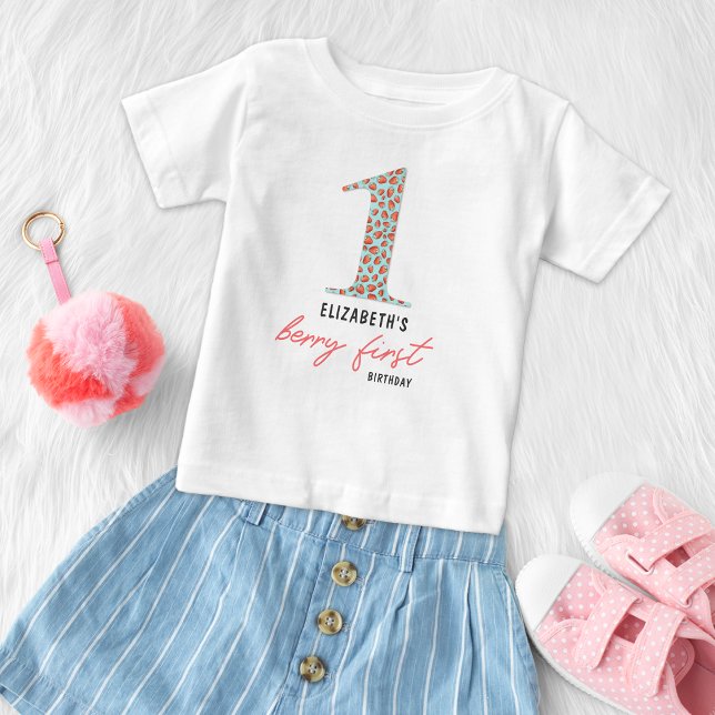 Camiseta Para Bebê Primeira Hóspede de Honra Morango Retrô (Criador carregado)