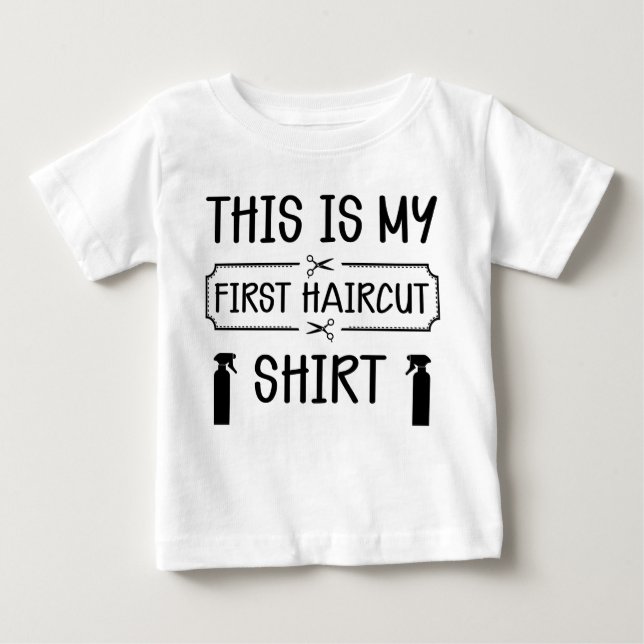 Camiseta Para Bebê primeira lembrança engraçada de corte de cabelo (Frente)
