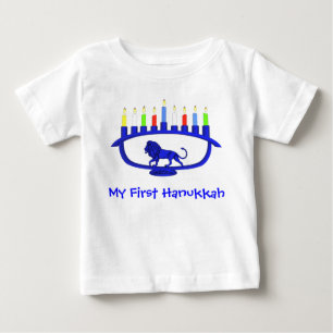 Camiseta Para Bebê Primeira Menorá de Leão de Hanukkah