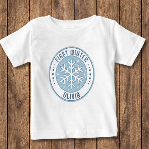 Camiseta Para Bebê Primeira neve do bebê no inverno Floco de neve