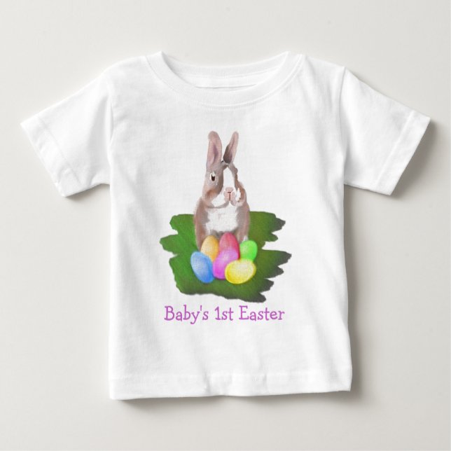 Camiseta Para Bebê Primeira Páscoa do bebê (Frente)