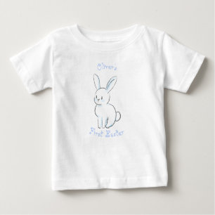 Camiseta Para Bebê Primeira Páscoa do bebê com bunny Blue