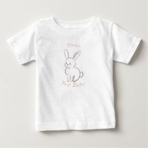 Camiseta Para Bebê Primeira Páscoa do bebê com coelhinho bonito, rosa