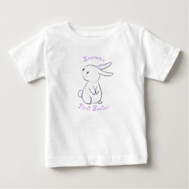 Camiseta Para Bebê Primeira Páscoa do bebê com coelho roxo fofo