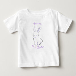 Camiseta Para Bebê Primeira Páscoa do bebê com coelho sentado roxo fo