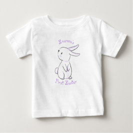 Camiseta Para Bebê Primeira Páscoa do bebê com roxo bonito