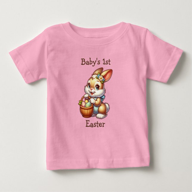 Camiseta Para Bebê Primeira Páscoa do Bebê Personalizado (Frente)