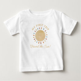 Camiseta Para Bebê Primeira viagem em torno do primeiro aniversario S