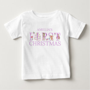 Camiseta Para Bebê Primeiras Cartas de Animais Fofos de Natal Nome da