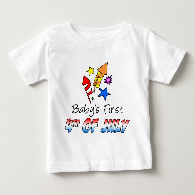 Camiseta Para Bebê Primeiro 4 de Julho do Bebê (Frente)