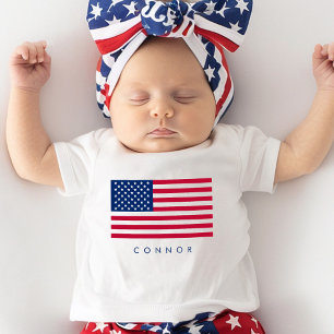 Camiseta Para Bebê Primeiro 4 De Julho Estrelas E Bandeiras Americana
