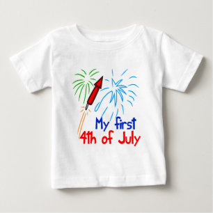 Camiseta Para Bebê Primeiro 4 de julho Fogos de Fogos de Fogos de Cor